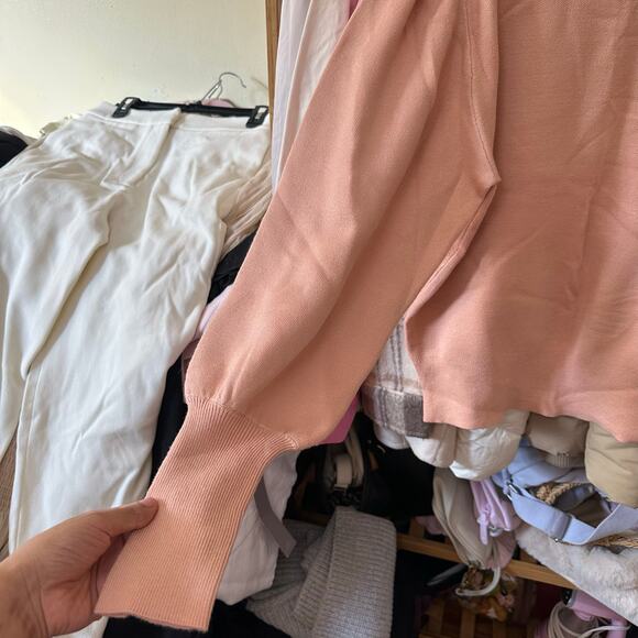 Zara Long Sleeve Knit Sweater Size Medium 6254/005/623 Feminine Puff Sleeves - Picture 6 of 8